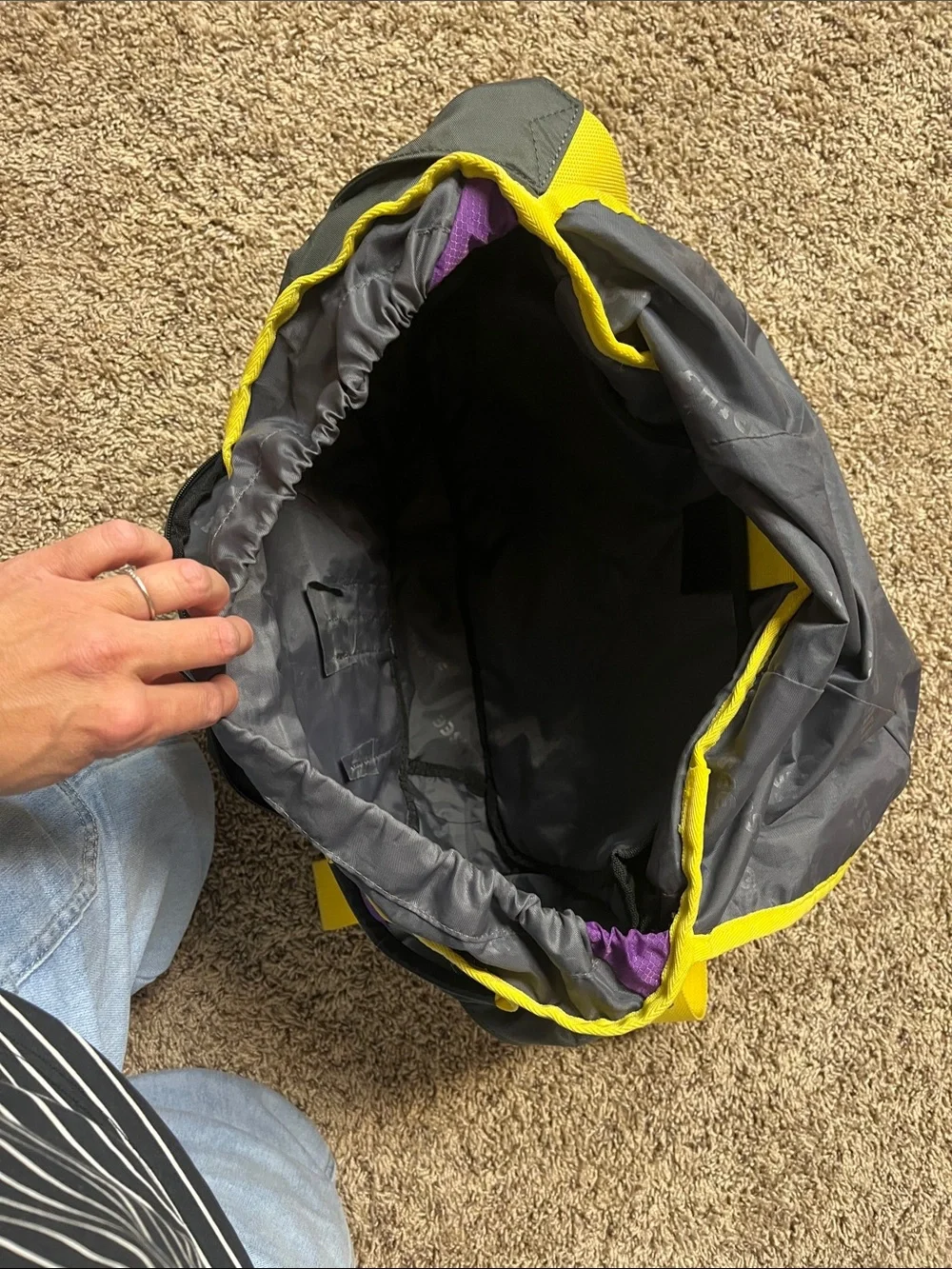 Purple and Yellow Messenger Bag for Men by